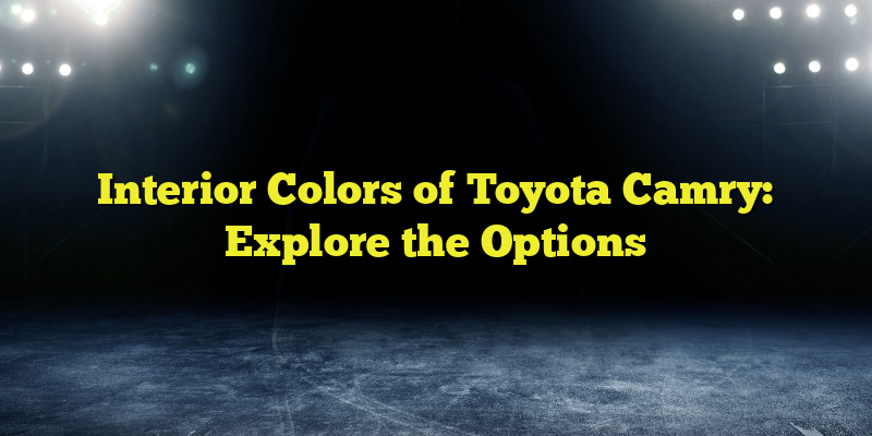 Interior Colors of Toyota Camry: Explore the Options